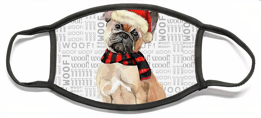 Bulldog Face Mask featuring the digital art Christmas French Bulldog by Doreen Erhardt