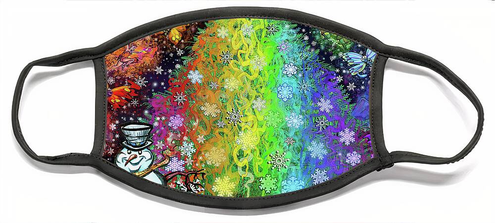 Christmas Face Mask featuring the digital art Christmas Rainbow Tree by Kevin Middleton