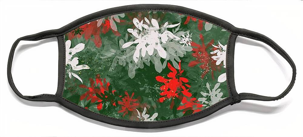 Christmas Face Mask featuring the digital art Christmas Tree Abstract by Eileen Backman