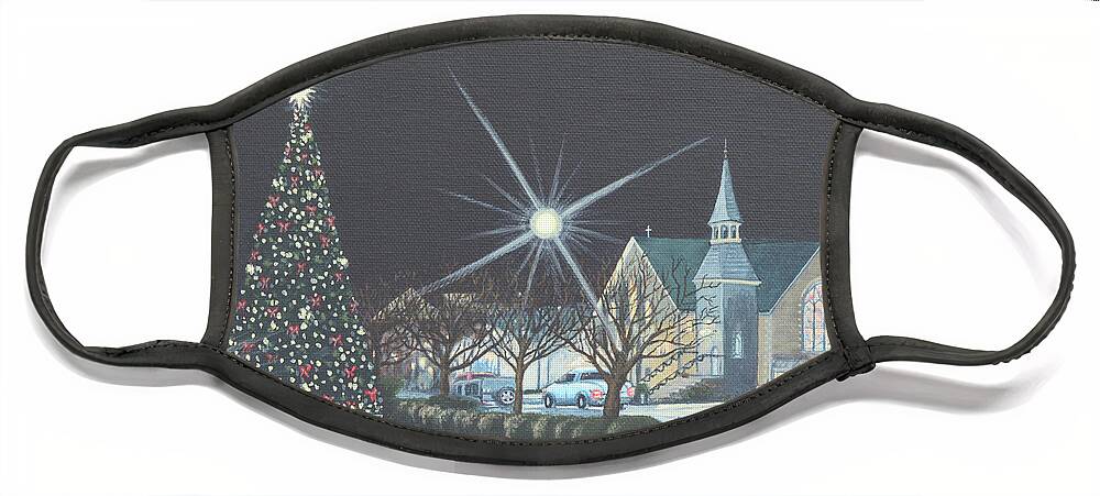 Christmastime Face Mask featuring the painting Christmastime in Leonardtown by Aicy Karbstein