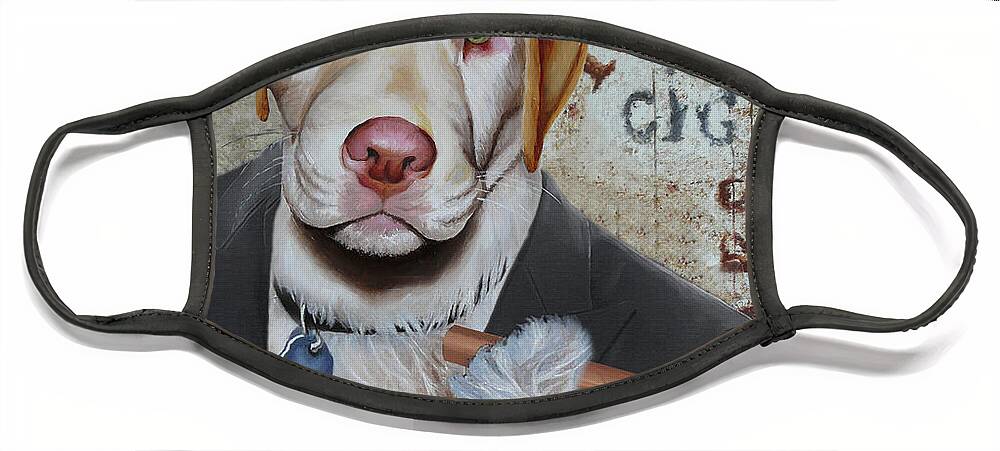Cigar Dog Face Mask featuring the painting Cigar Dallas Dog by Vic Ritchey