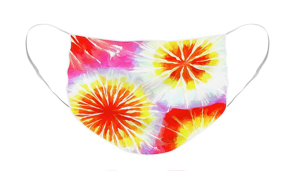  Face Mask featuring the digital art Citrus Tie Dye by Cindy Greenstein