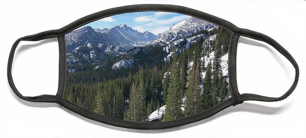 Longs Face Mask featuring the photograph Classic Longs Glacier Gorge Winter by Aaron Spong