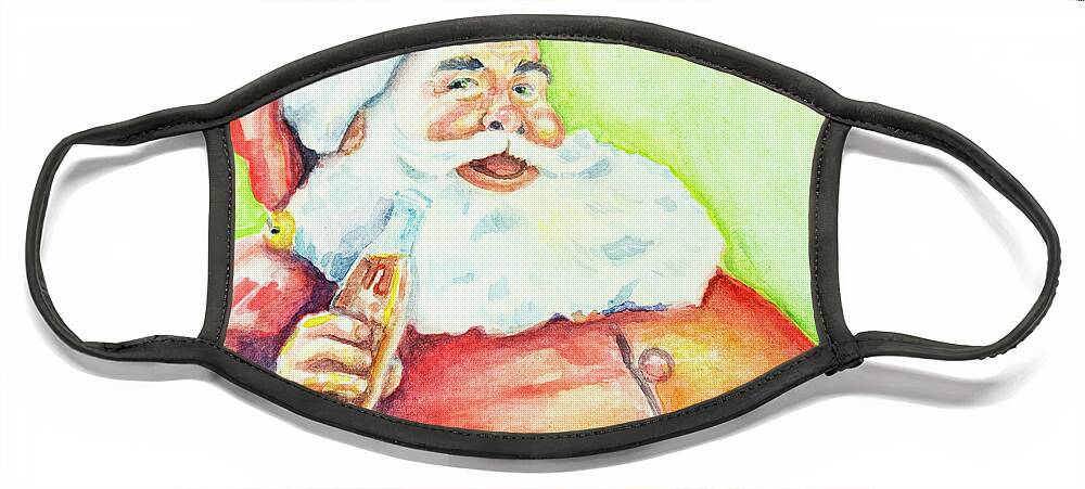 Coke Face Mask featuring the painting Classic Santa Clause with Coca-Cola by Brett Hardin