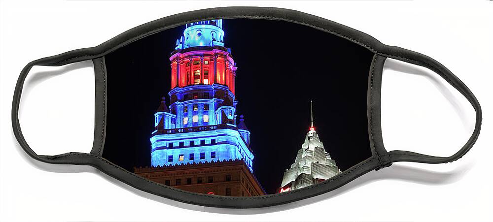 Cleveland Face Mask featuring the photograph Cleveland Towers by Dale Kincaid