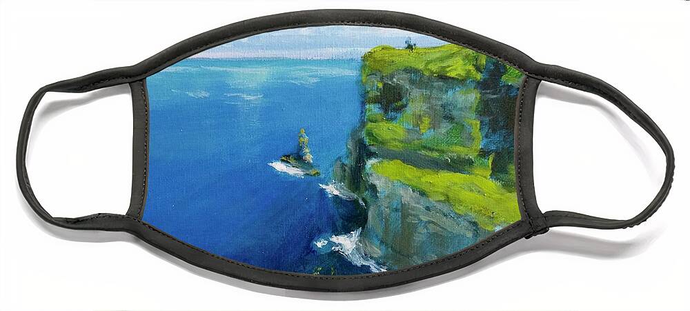 Ireland Face Mask featuring the painting Cliffs of Moher by Walt Maes