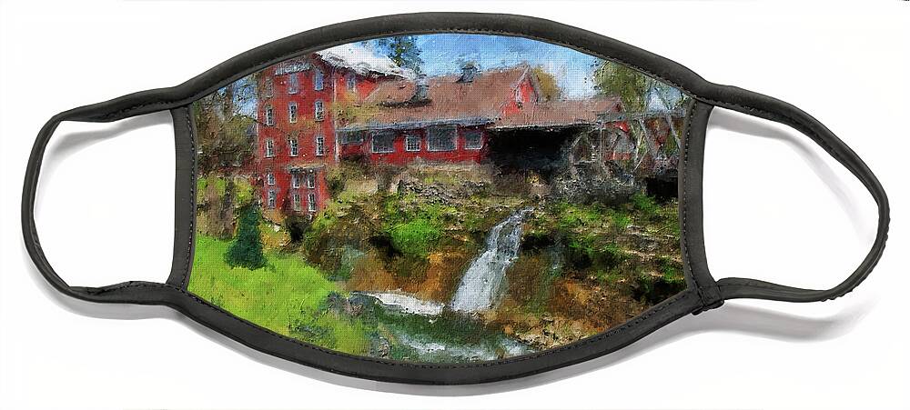 Clifton Mill Ohio Painting Face Mask featuring the painting Clifton Mill Ohio Summer Painting by Dan Sproul