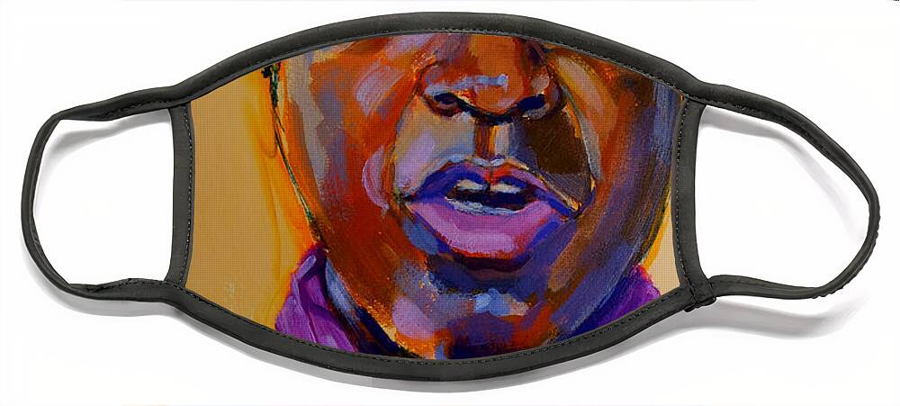 Clive Myrie Face Mask featuring the painting Clive Myrie Portrait Painting PAOTW by Mike Jory