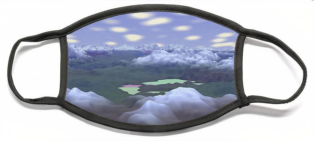 Exoplanet Face Mask featuring the digital art Cloud Mountains 3 by Bernie Sirelson