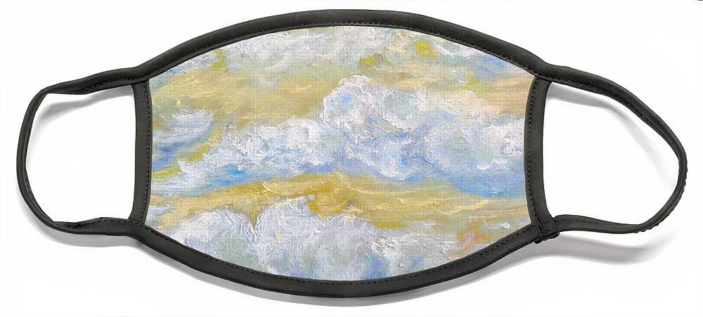 Clouds And Trees Face Mask featuring the painting Clouds and trees by Elzbieta Goszczycka