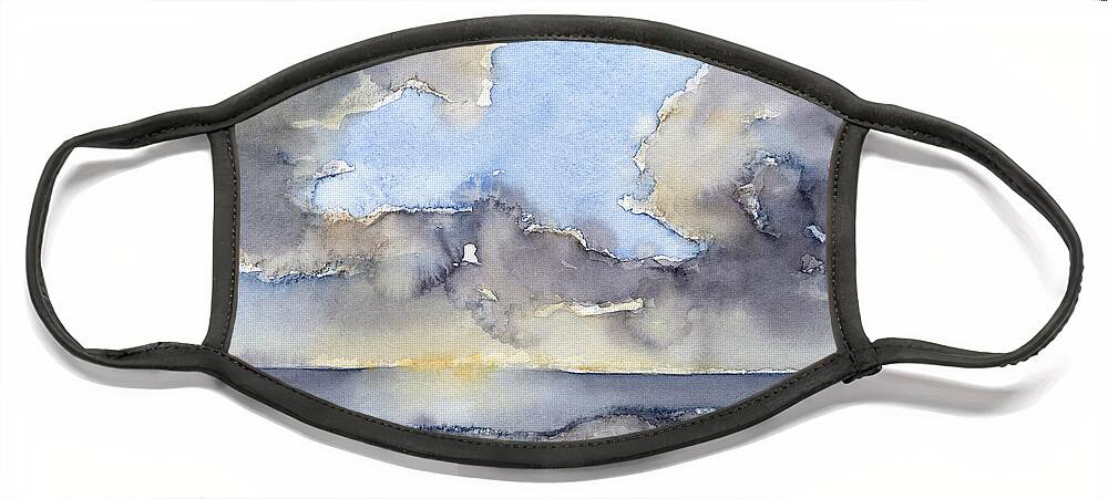 Watercolor Face Mask featuring the painting Clouds over the sea 3 by Adriana Mueller