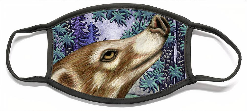 Coati Face Mask featuring the painting Coati Pines by Amy E Fraser
