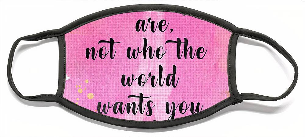 Coco Chanel quote pink watercolor Face Mask