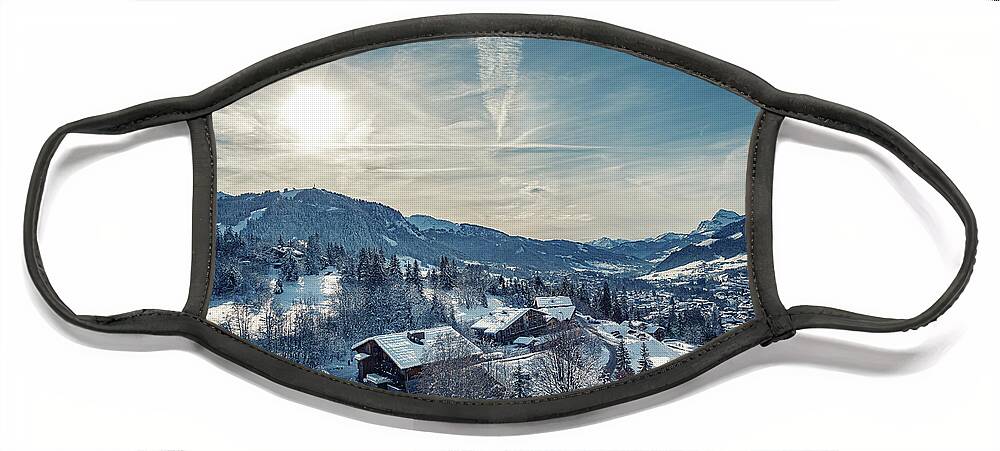 December 2017 Face Mask featuring the photograph Coexistence in Megeve - Wildlife and Village Life by Benoit Bruchez