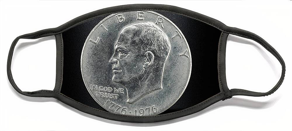 Ike Eisenhower Face Mask featuring the photograph Coin Collecting - 1776-1976 Ike Eisenhower Dollar Coin Face by Amelia Pearn