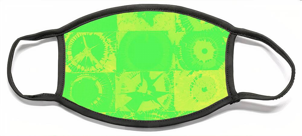 Circles Face Mask featuring the mixed media Color Explosion Green and Yellow Version by Ali Baucom