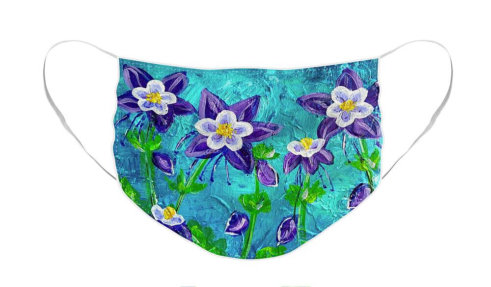 Columbine Flower Face Mask featuring the painting Colorado Columbine State Flower by Julie Janney