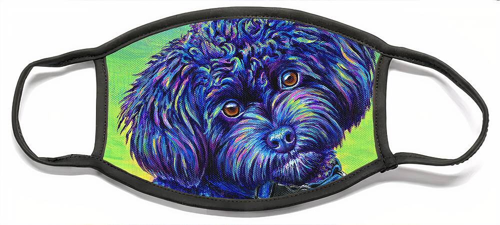 Poodle Face Mask featuring the painting Opalescent - Black Toy Poodle by Rebecca Wang