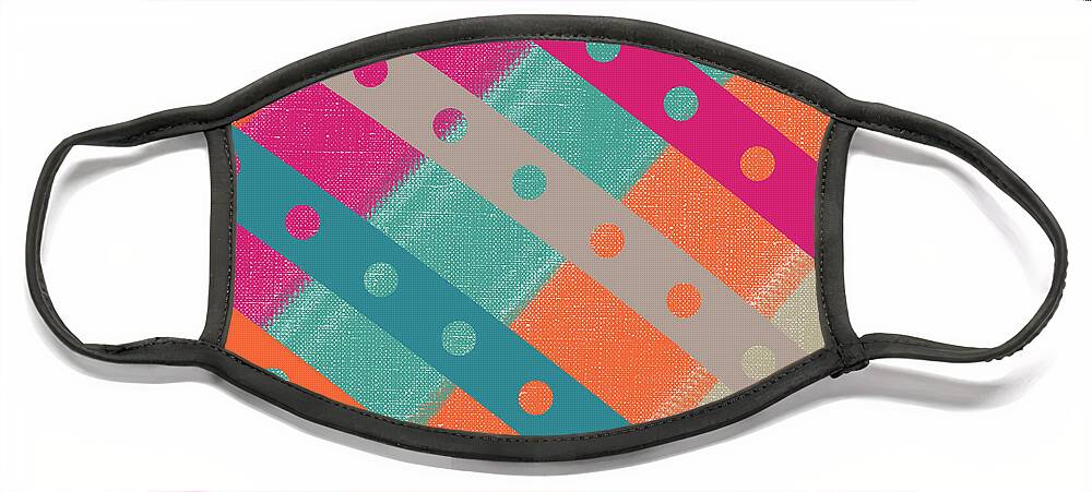 Colorful Face Mask featuring the digital art Colorful Crisscross I by Bonnie Bruno