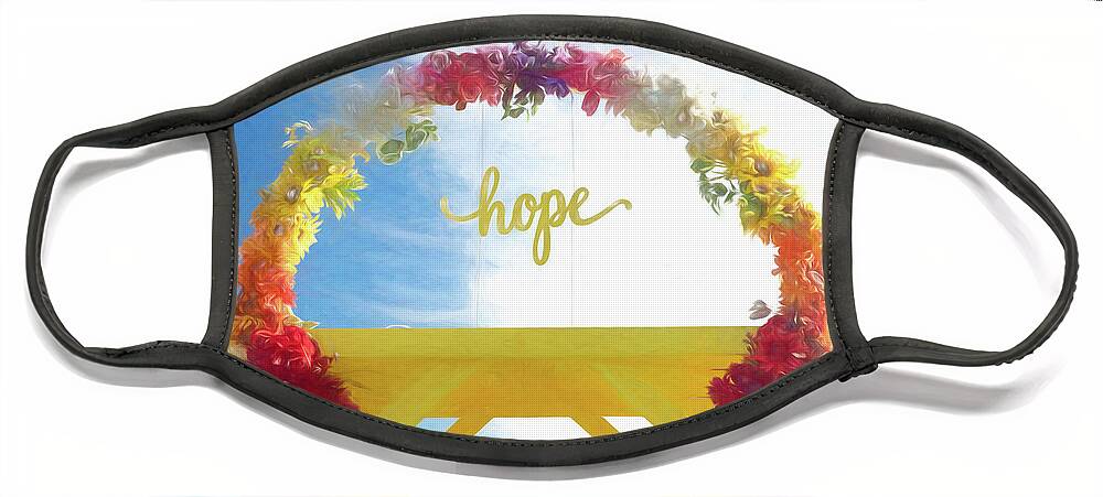 Arch Face Mask featuring the digital art Colorful Floral Arch of Hope by Kristia Adams