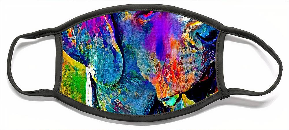 Great Dane Face Mask featuring the digital art Colorful Great Dane portrait - digital painting by Nicko Prints