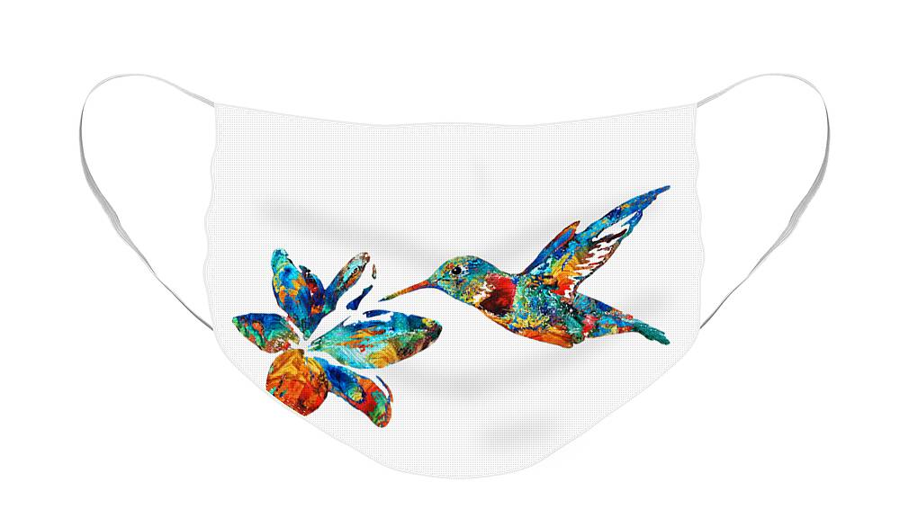 Hummingbird Face Mask featuring the painting Colorful Hummingbird Art by Sharon Cummings by Sharon Cummings