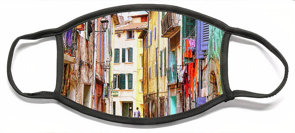 Old Walls Face Mask featuring the photograph Colors of Provence, France by Tatiana Travelways