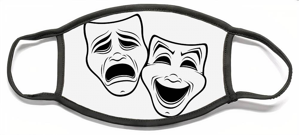 Comedy And Tragedy Theater Masks Black Line Zip Pouch by John
