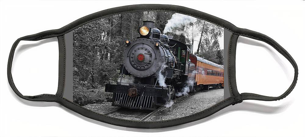 Mt. Rainier Scenic Railroad Face Mask featuring the photograph Comin' Round The Bend by Ron Long