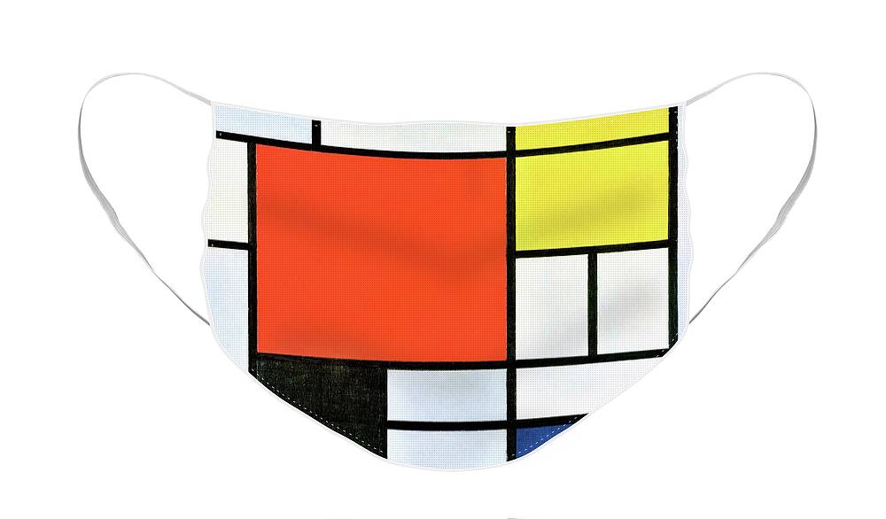 Composition Face Mask featuring the painting Composition with Red, Yellow, Blue, and Black - Digital Remastered Edition by Piet Mondrian