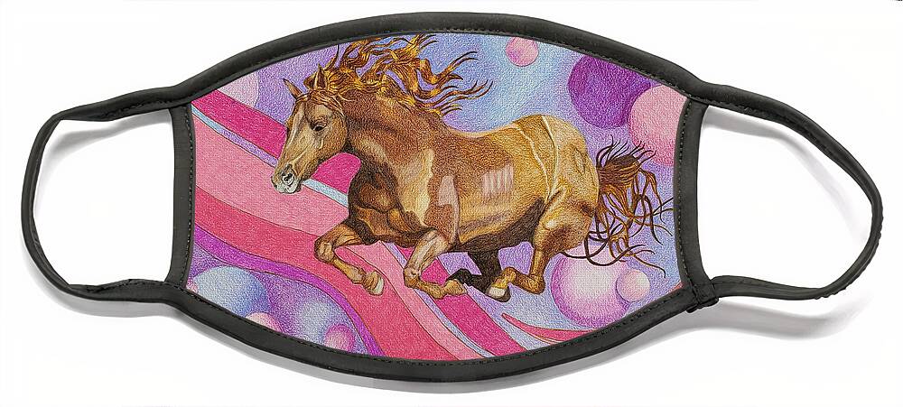 Horse Illustration Face Mask featuring the drawing Constellation Pegasus by Equus Artisan