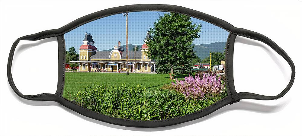 Americana Face Mask featuring the photograph Conway Scenic Railroad - North Conway New Hampshire USA by Erin Paul Donovan