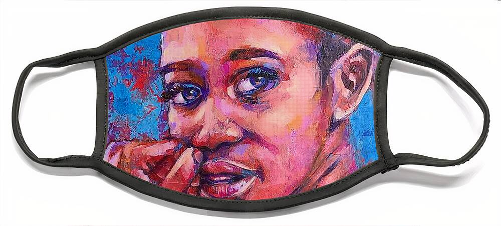 Bold Portrait Painting Face Mask featuring the painting Corageous by Luzdy Rivera