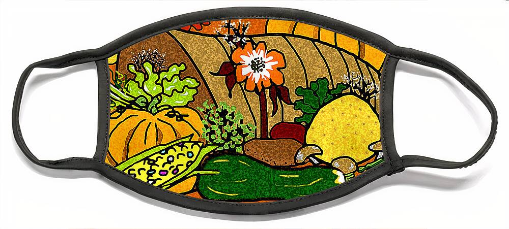 Thanksgiving Face Mask featuring the digital art Cornucopia by Vallee Johnson