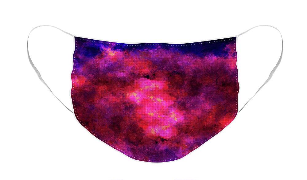 Visions Face Mask featuring the mixed media Cosmic Vision - Contemporary Abstract - Abstract Expressionist painting - Purple, Violet, Blue, Navy by Studio Grafiikka