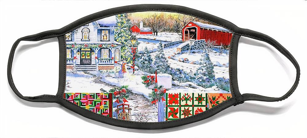 Snow Face Mask featuring the painting Country Christmas by Diane Phalen