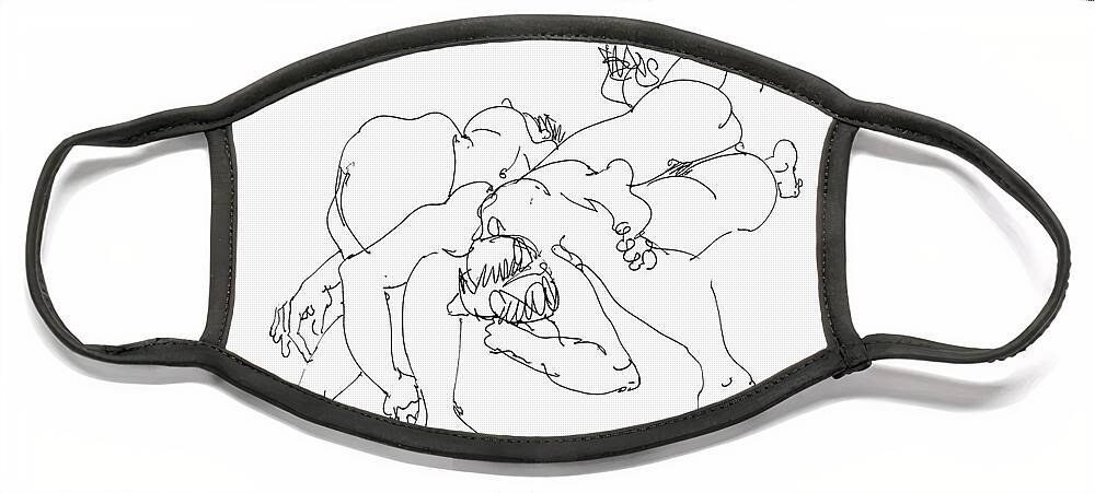Couples Face Mask featuring the drawing Couples Erotic Art 1 by Gordon Punt