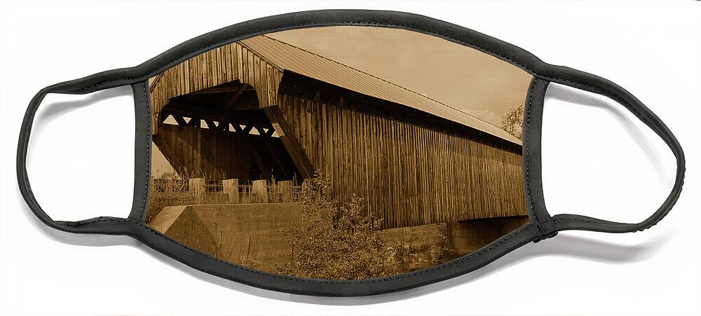 Covered Bridge. Covered Face Mask featuring the photograph Covered Bridge 2001 by Doolittle Photography and Art