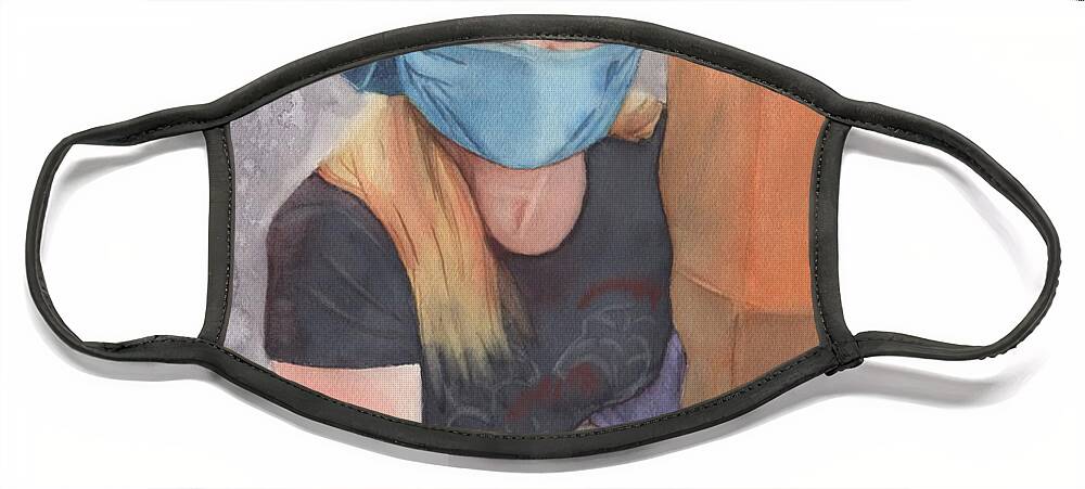 Covid19 Face Mask featuring the painting COVID19 Volunteer #1 by Vicki B Littell