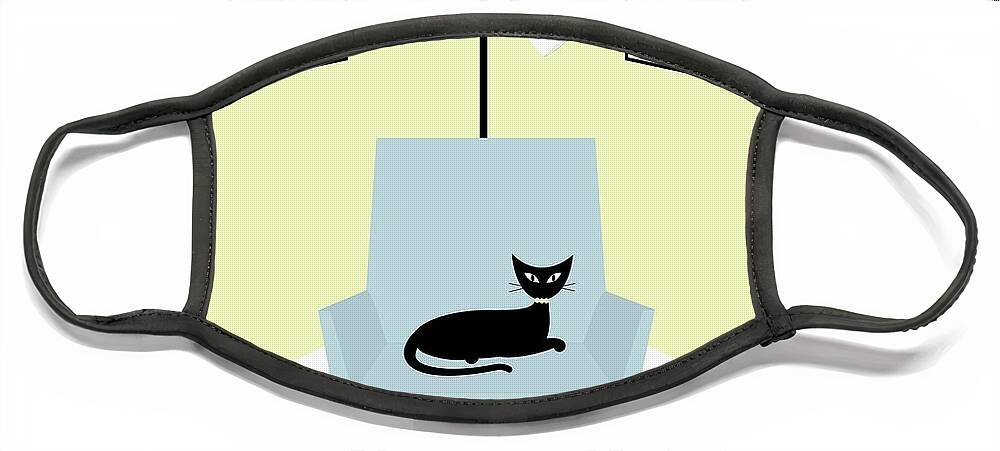 Mid Century Cat Face Mask featuring the digital art Cozy Reading Corner 2 by Donna Mibus