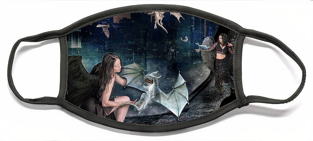 Creatures Face Mask featuring the digital art Creatures of the Night by Diana Haronis