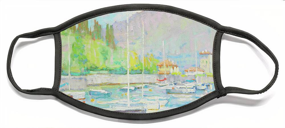 Pescallo Face Mask featuring the painting Crossing into Pescallo by Jerry Fresia