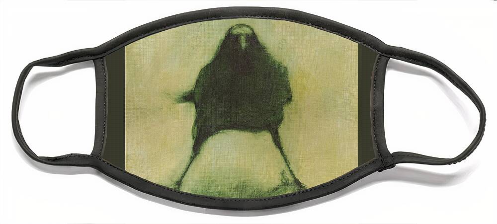 Crow Face Mask featuring the painting Crow 6 cropped version by David Ladmore