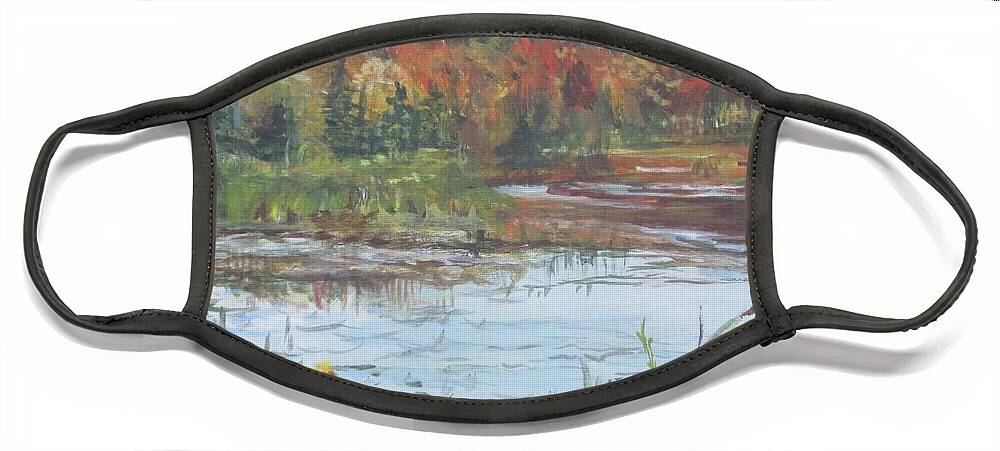 Painting Face Mask featuring the painting Cumberland Pond #2 by Paula Pagliughi