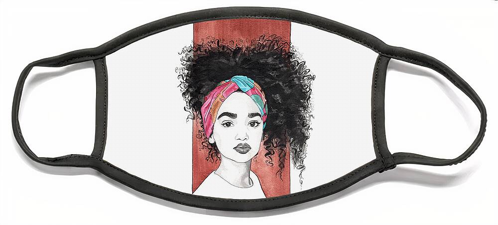 Portrait Face Mask featuring the painting Curl Cascade by Tiffany DiGiacomo