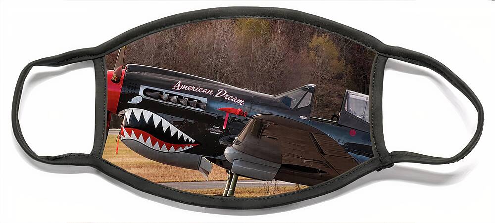 Curtiss Tp-40 Warhawk Face Mask featuring the photograph Curtiss TP-40 Warhawk - 007 by Flees Photos