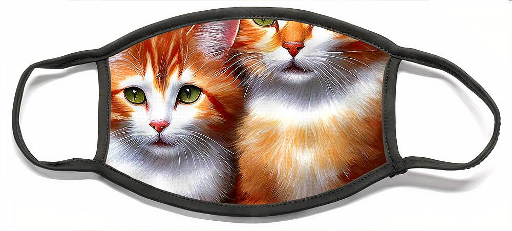 Cats Face Mask featuring the mixed media Cute Kittens by Pennie McCracken