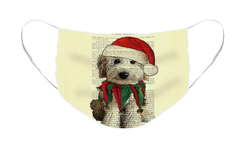 Labradoodle Face Mask featuring the digital art Cute labradoodle christmas artwork by Madame Memento