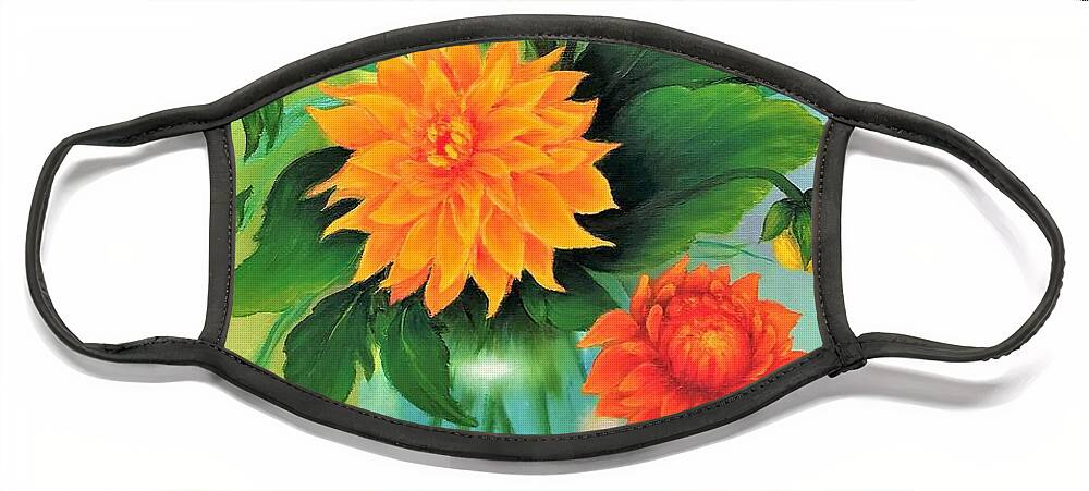 Wall Art Home Decor Face Mask featuring the painting Dahlias by Tanya Harr