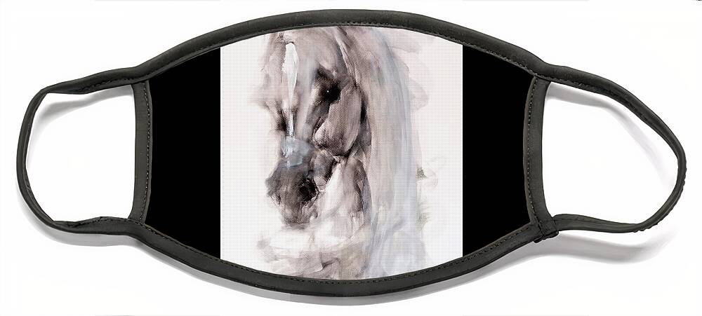 Equestrian Painting Face Mask featuring the painting DAN by Janette Lockett